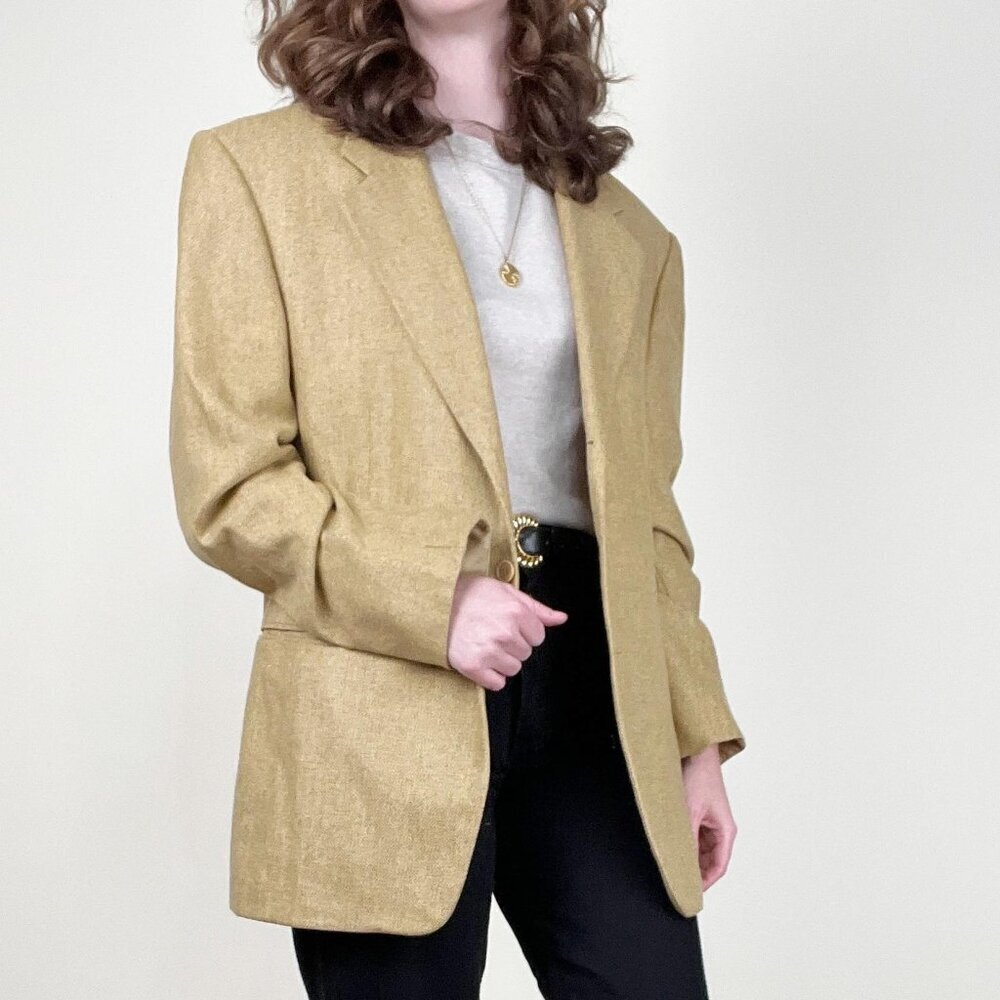 Vintage 100% Cashmere Ermenegildo Zegna Blazer Jacket Coat Woven Knit Oversized
